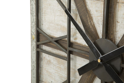 Orologio da muro rettangolare in ferro e legno stile industrial country cm 60x4x89h