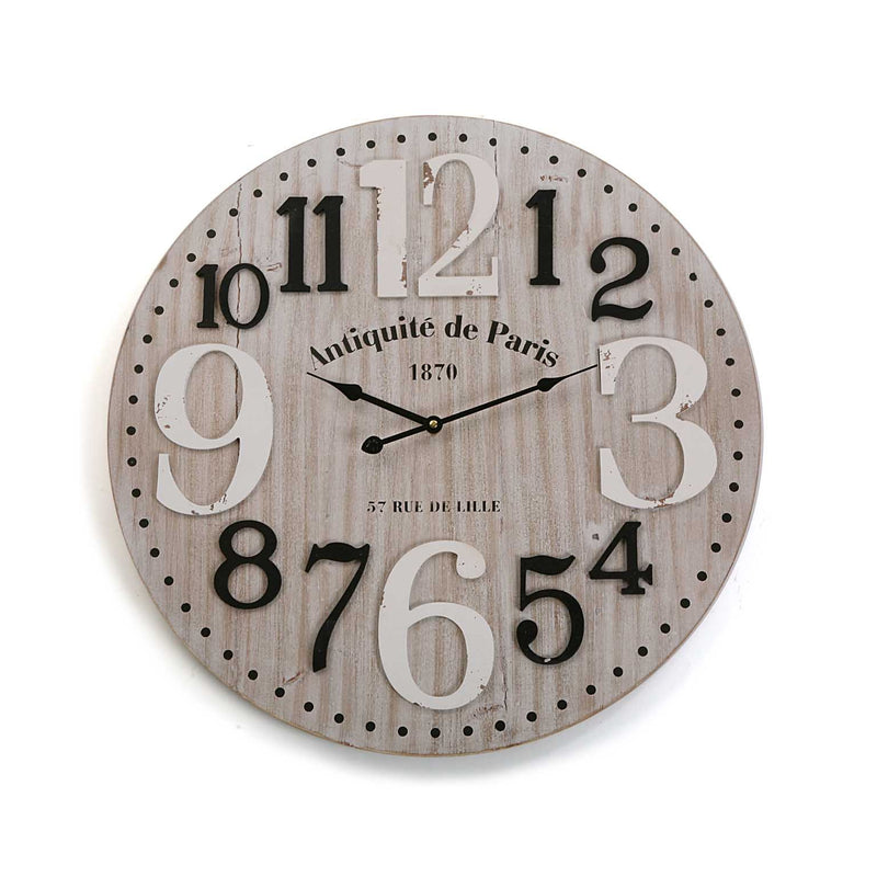 Orologio rotondo da parete in legno stile industrial vintage cm Ø 60x4