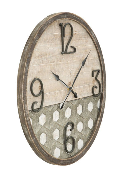 Orologio da appendere rotondo grande in ferro e legno cm Ø 80x3