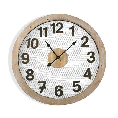 Orologio tondo per soggiorno in legno e metallo cm Ø 70x4
