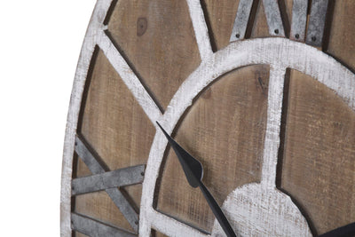 Orologio da muro industrial in legno con numeri romani in ferro cm Ø 80x6
