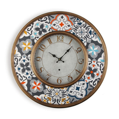Orologio design da parete rotondo cornice in metallo fantasia cm Ø 60x6