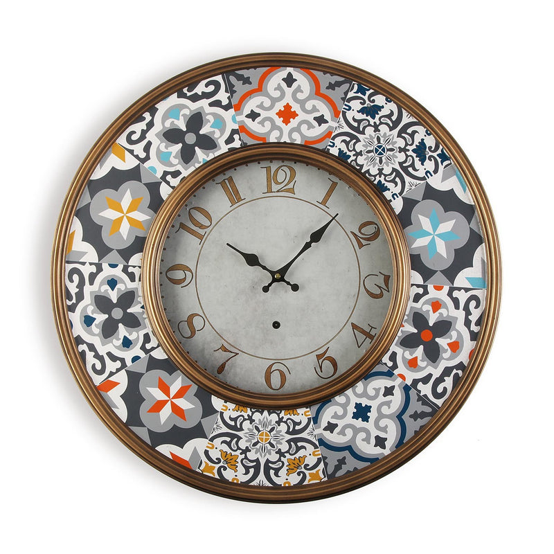 Orologio design da parete rotondo cornice in metallo fantasia cm Ø 60x6