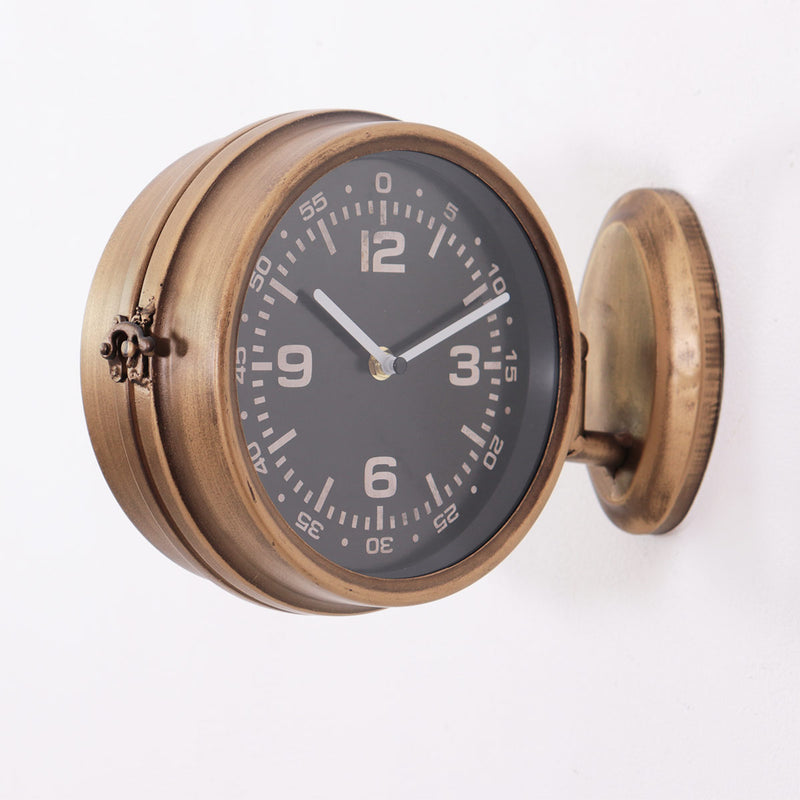 Orologio da parete bifacciale modello stazione in metallo vintage cm 30x9x20h