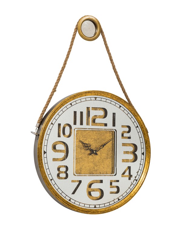 Orologio da appendere in metallo dorato e vetro cm Ø 60x6