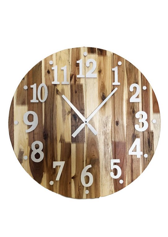 Orologio da muro rotondo in legno per soggiorno o salotto cm Ø 70x5