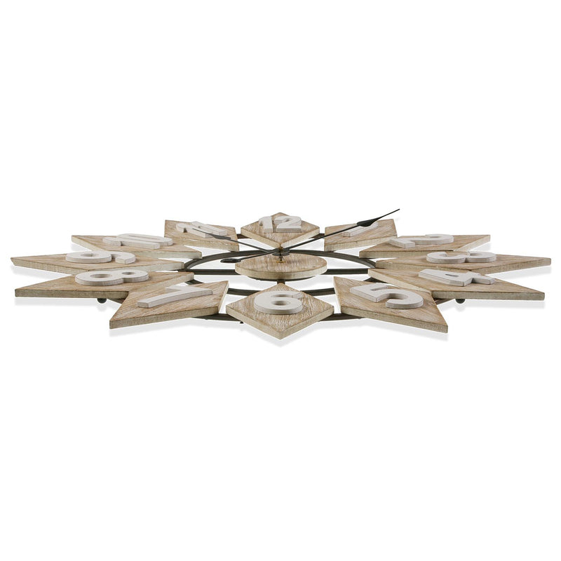 Orologio da parete in legno forma a stella in legno e metallo cm Ø 70x5