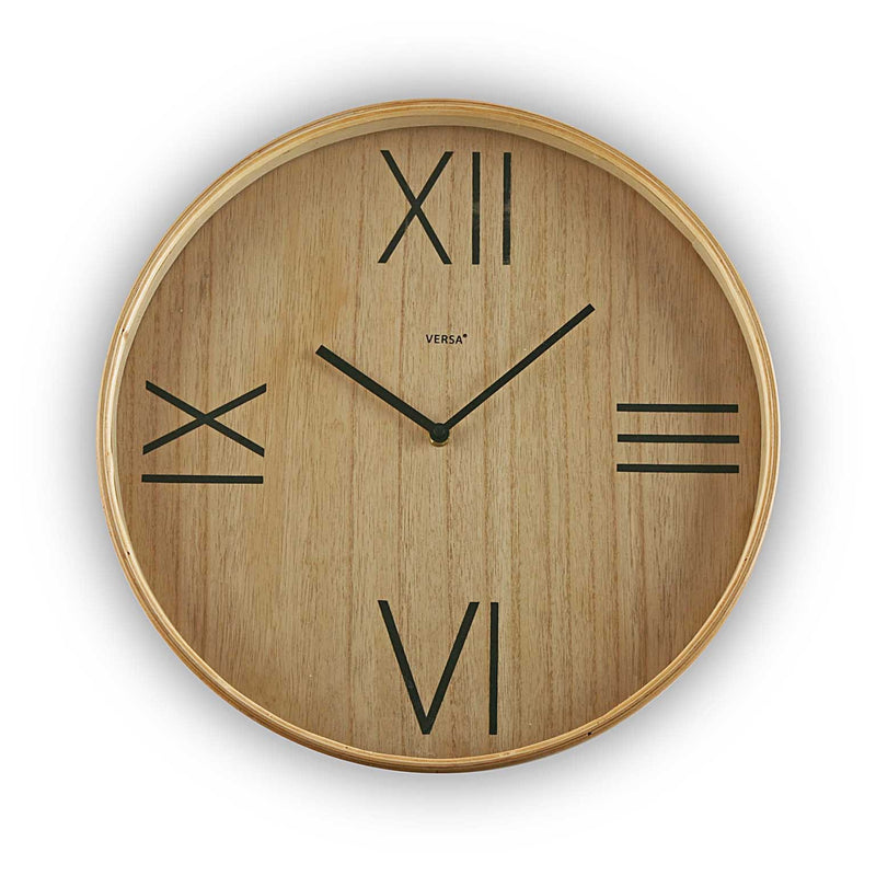 Orologio moderno da parete tondo in legno finitura naturale cm Ø 39x5