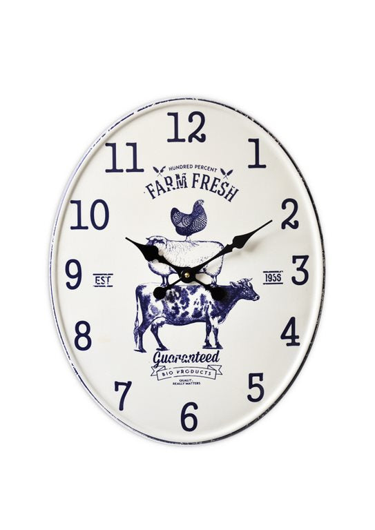 Orologio da parete in metallo bianco stile vintage per cucina o sala pranzo cm 39x5x49h