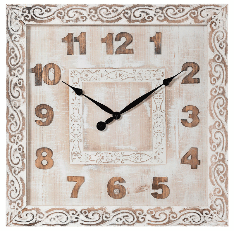 Orologio quadrato da parete in legno cm 60x5x60h
