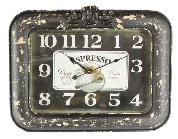 Orologio rettangolare da parete per cucina in metallo stile vintage cm 61x9x48h