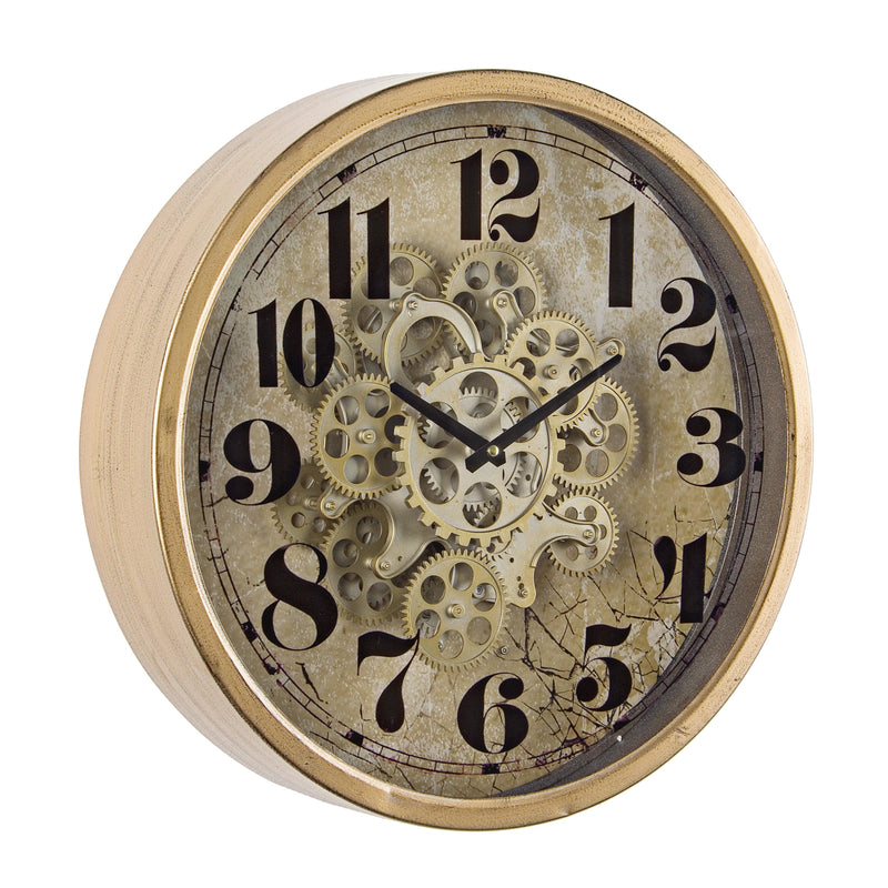 Engrenage Beige - Orologio da muro rotondo in ferro industrial cm Ø 46x10