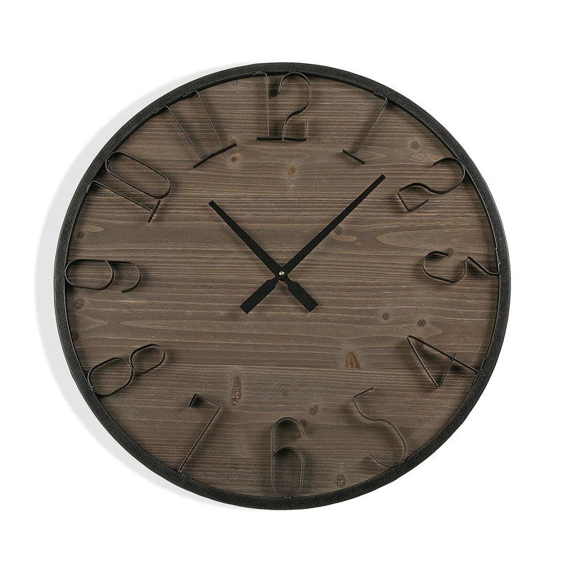 Orologio stile industriale in legno e metallo per salotto soggiorno cm Ø 60x5