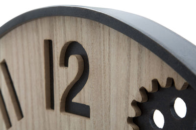 Orologio da parete stile industriale in legno e metallo con ingranaggi cm Ø 60x4