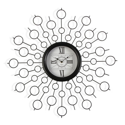 Orologio design rotondo in metallo colore nero con cerchi cm Ø 68x6