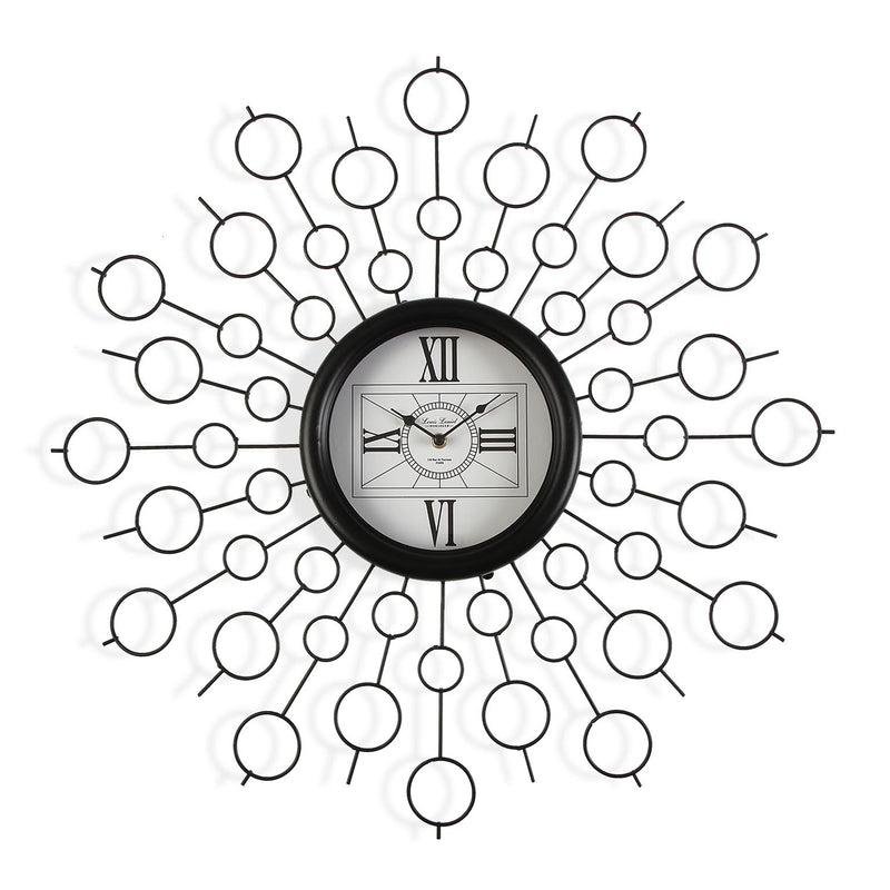 Orologio design rotondo in metallo colore nero con cerchi cm Ø 68x6