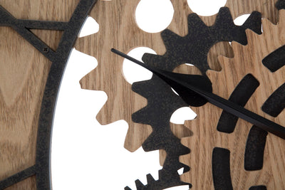 Orologio stile industrial tondo in legno e metallo con ingranaggi cm Ø 60x5