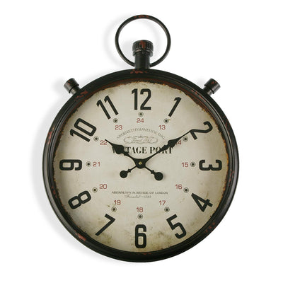 Orologio tondo da muro in metallo stile vintage cm 44x7x60h