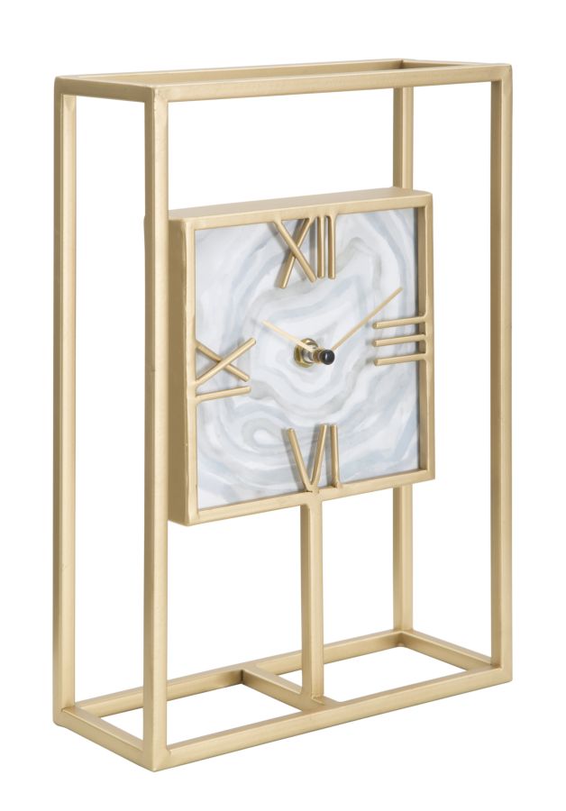 Orologio da tavolo rettangolare moderno in metallo colore oro cm 20x8x30h