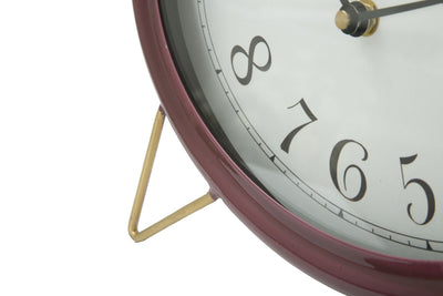Orologio da tavolo ovale in metallo colore bordeaux e oro cm 28x5x33h