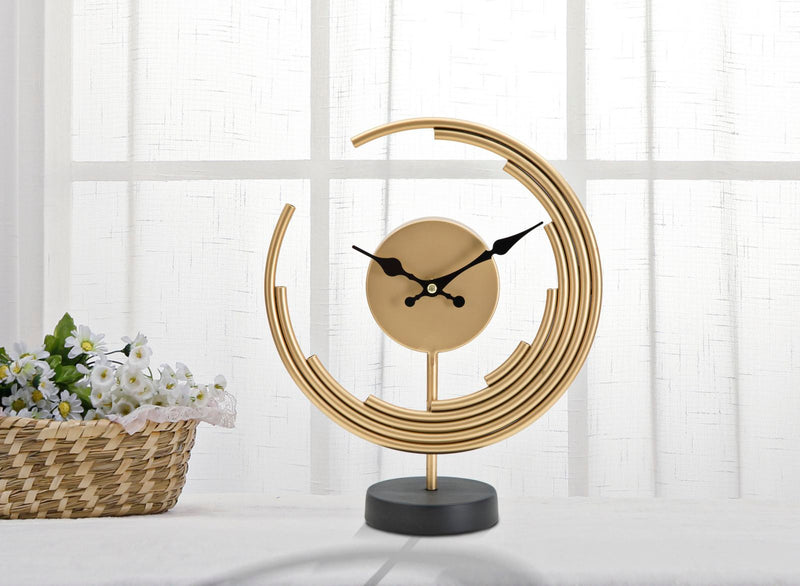 Orologio moderno da tavolo in metallo colore oro cm 25x10x30h