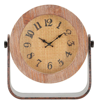 orologio da tavolo in legno e metallo stile country