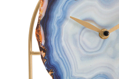 Orologio design da tavolo in metallo colore oro e legno cm 20x7x19h