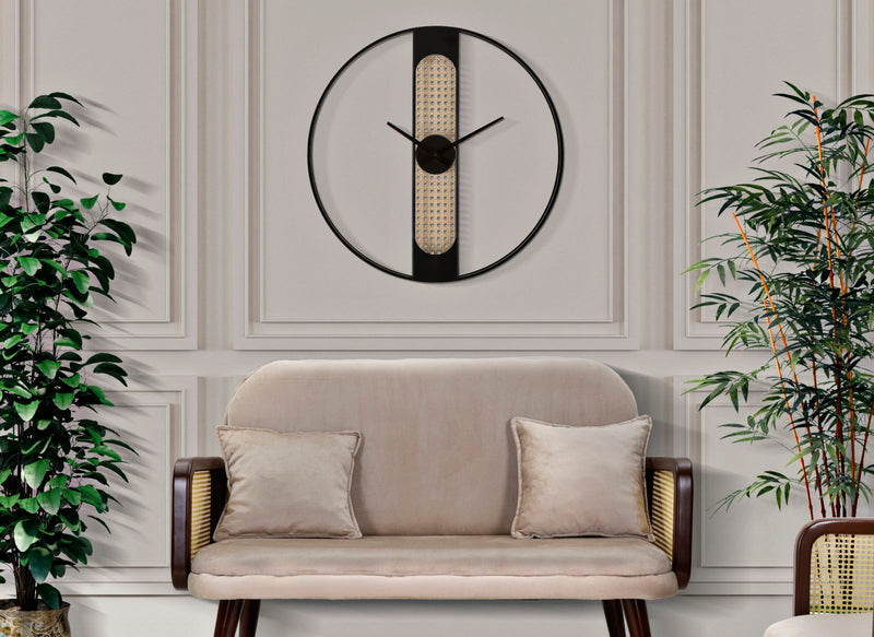 Orologio design da muro in metallo colore nero cm 60x5