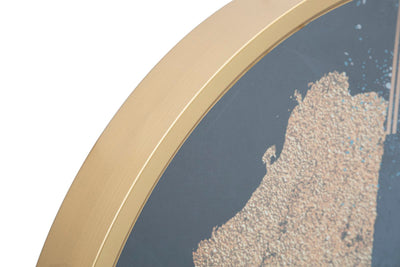 Orologio design tondo quadrante decorato cornice dorata cm 60x6