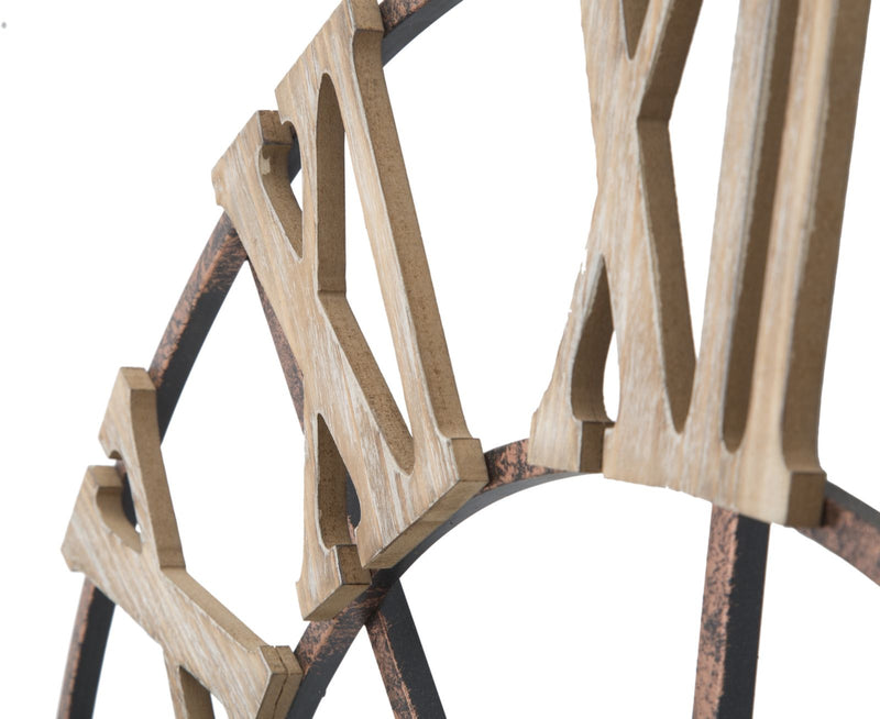Orologio grande da muro rotondo in ferro e legno cm 71x4