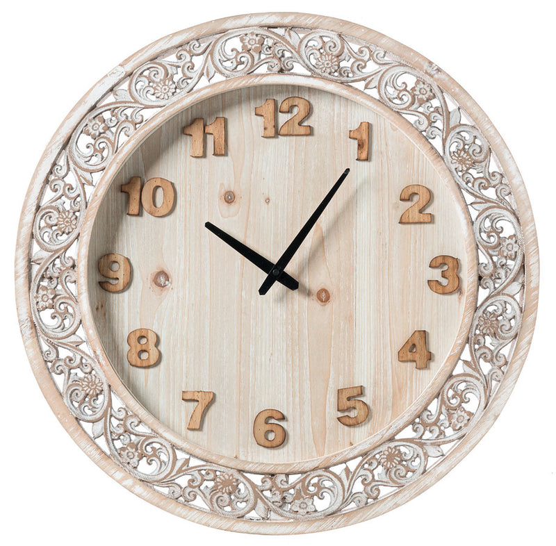 Orologio tondo da parete in legno stile shabby cm 60x5x60h