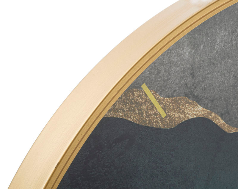 Orologio design da parete stile moderno cornice in metallo dorato cm 80x6
