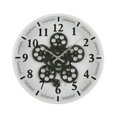 Orologio tondo da parete in metallo ingranaggi a vista colore grigio cm Ø 36x6