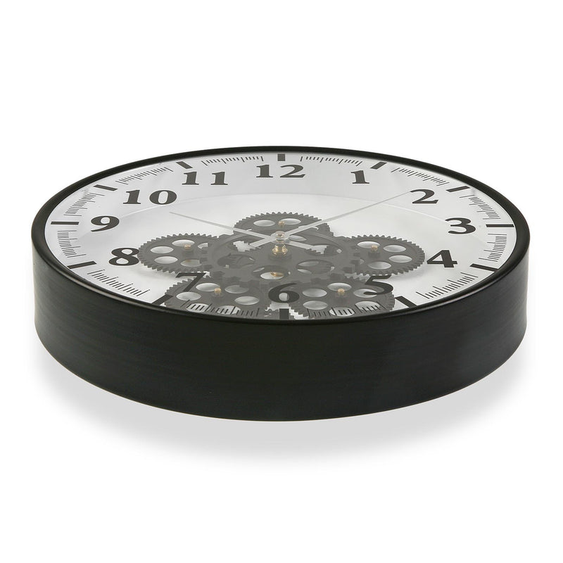 Orologio tondo da parete in metallo ingranaggi a vista colore grigio cm Ø 36x6