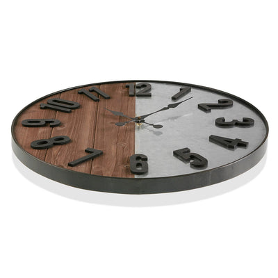 Orologio da parete rotondo stile industrial in legno e metallo cm Ø 60x5