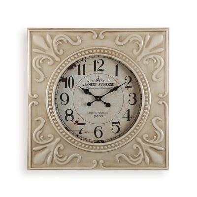 Orologio da parete quadrato in metallo decorazioni in rilievo cm 60x6x60h