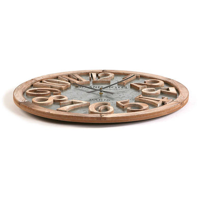 Orologio da appendere tondo stile industrial in legno e metallo cm Ø 60x4