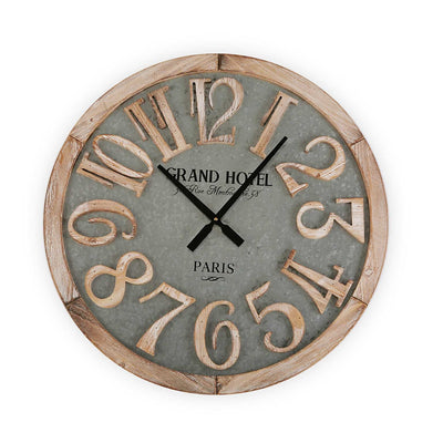 Orologio da appendere tondo stile industrial in legno e metallo cm Ø 60x4