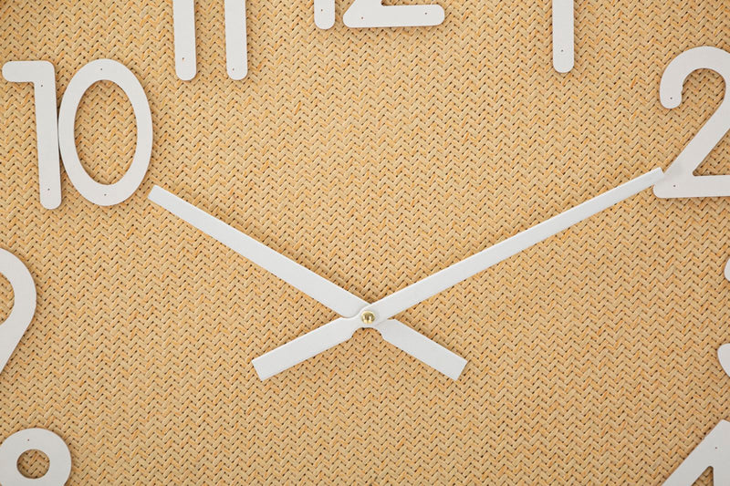 Orologio tondo da soggiorno cucina in legno e rattan cm 60x4