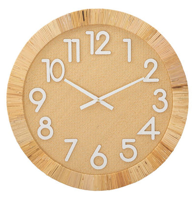 orologio moderno in legno e rattan per soggiorno o cucina