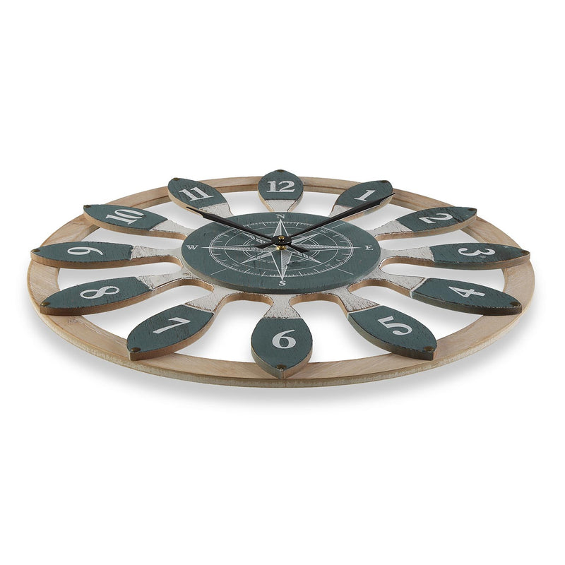 Orologio da muro tondo in legno stile industriale tema mare cm Ø 60x4