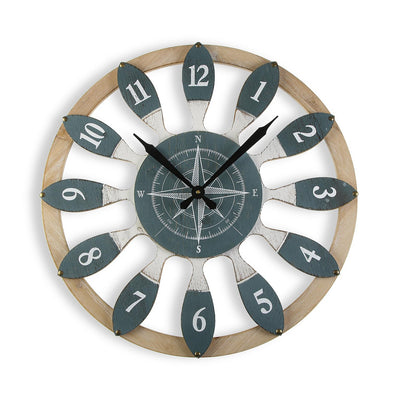 Orologio da muro tondo in legno stile industriale tema mare cm Ø 60x4