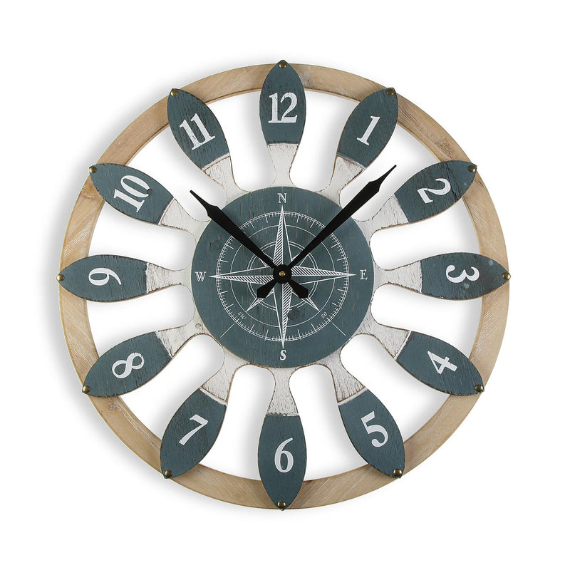 Orologio da muro tondo in legno stile industriale tema mare cm Ø 60x4