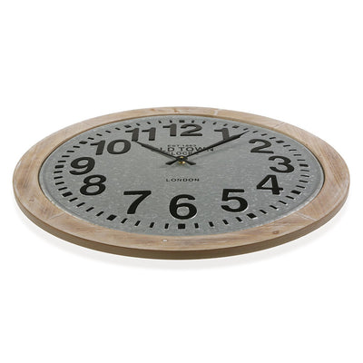Orologio stile industrial da parete tondo in legno e metallo cm Ø 70x6