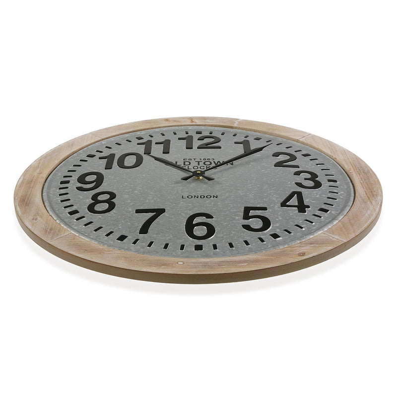 Orologio stile industrial da parete tondo in legno e metallo cm Ø 70x6