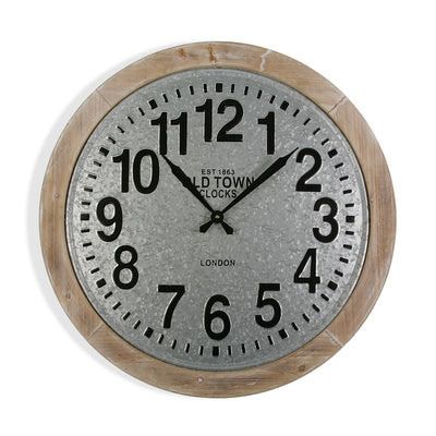 Orologio stile industrial da parete tondo in legno e metallo cm Ø 70x6