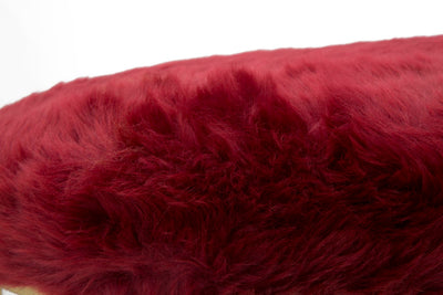 panca bassa moderna in metallo colore oro e seduta colore bordeaux