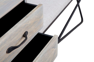 Panca con cassettiera 2 cassetti moderna in legno con struttura in ferro stile industriale