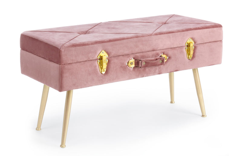 panca contenitore modello valigia colore rosa