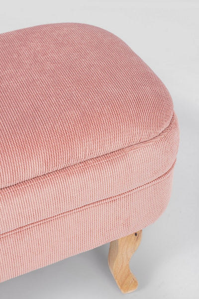 panca contenitore ovale in velluto a coste colore rosa